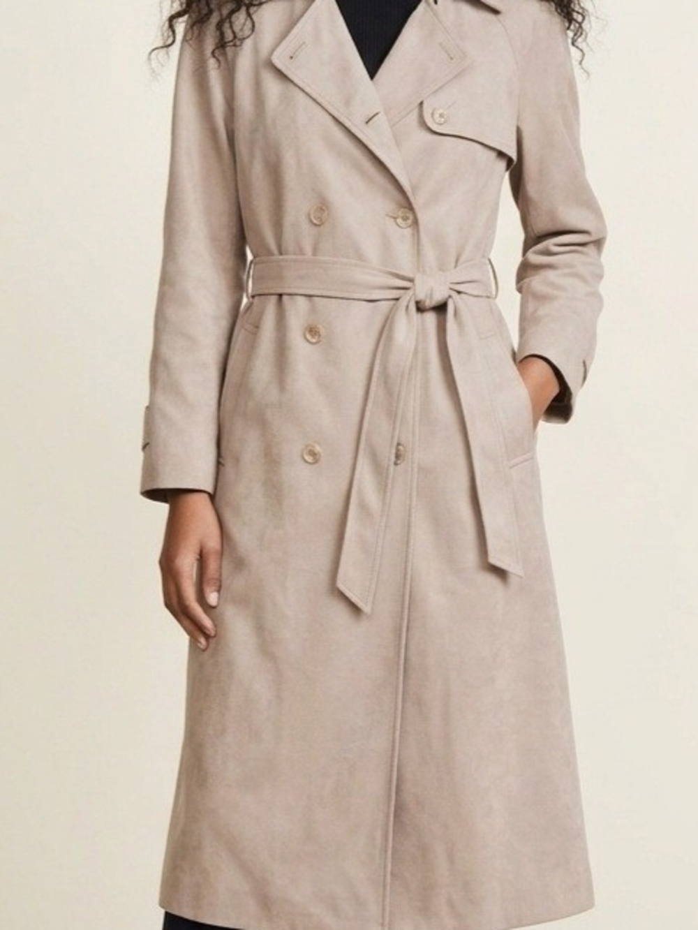 London Fog Double-Breasted Beige Trench Coat with Belt